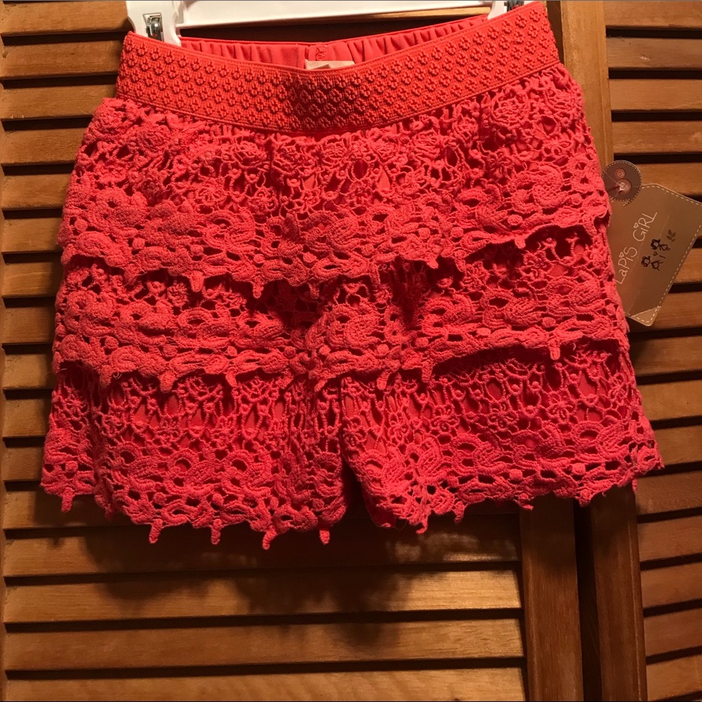 Lapis Girl Pink Layered Lace Shorts